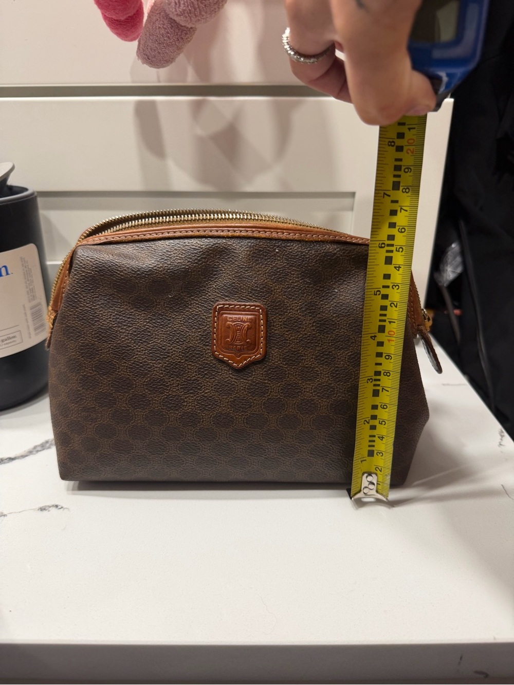 Celine Women’s Brown Monogram Toiletry Pouch with Tan Trim - Picture 8 of 10